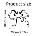 sticker mural noir visage triste dessin animé salle bain amovible décoration humoristique