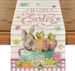 table pâques lapins fleurs happy easter multicolore rectangulaire festive imperméable polyester déco festive
