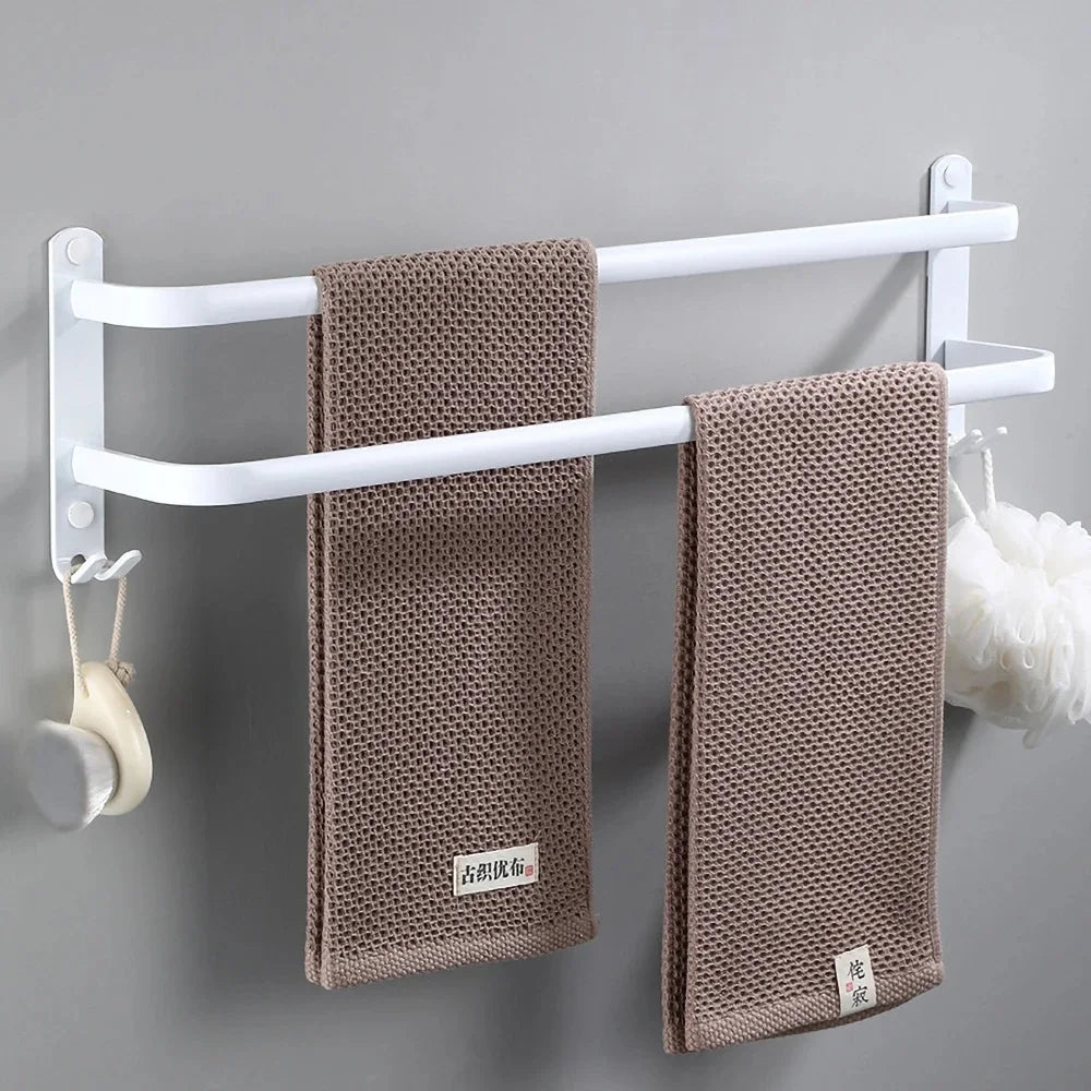 porte serviettes mural blanc moderne aluminium laqué clips trois étages salle bain