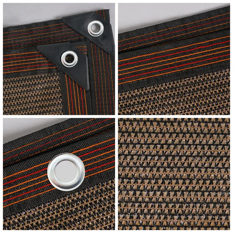 toile protection solaire marron clair rayures noires rouges moderne 75 cent non étanche pehd