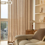 rideau moderne beige clair texture lin opacité salon chambre maison luxe