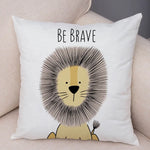 taies d'oreiller animaux girafe lion hippopotame cartoon couleurs positives be brave be unique