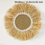 décoration murale bohème circulaire fringée coquillages suspendue artisanale naturelle chambre