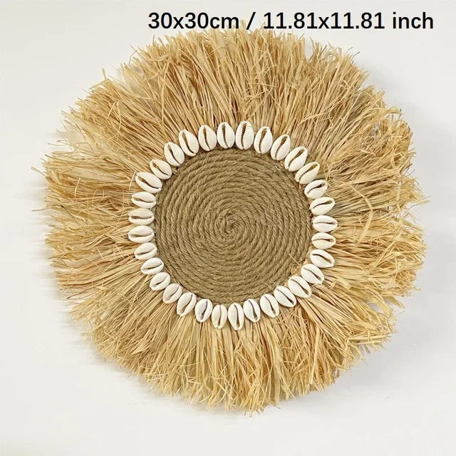 décoration murale bohème circulaire fringée coquillages suspendue artisanale naturelle chambre