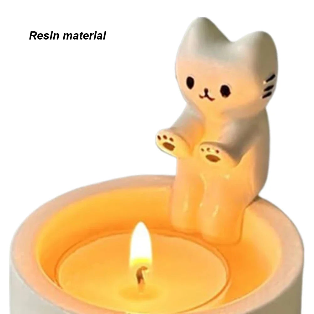 support bougie moderne chaton blanc oreilles oranges yeux noirs pattes grises mignon aromathérapieintérieur decoration