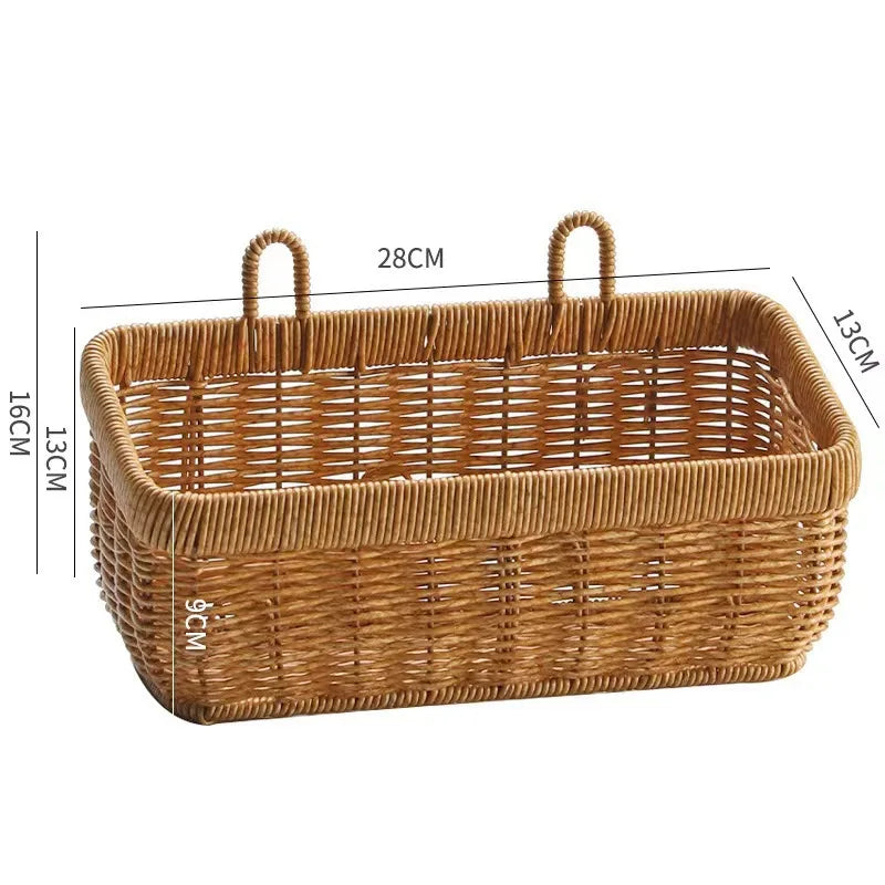 panier marron clair tressé traditionnel opacité sans fixation salon cuisine jardin