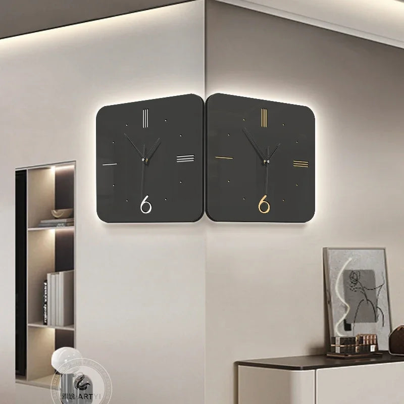 horloge murale carrée moderne noir blanc minimaliste décoration salon chambre intérieur
