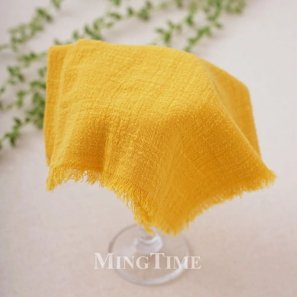 lot 10 serviettes table coton jaune texture rugueuse moderne maison