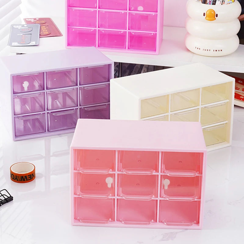 boîtes tiroirs violet rose blanc transparentes modernes pratique fixation murale stylos maquillage notes autocollantes