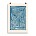 affiche abstraite moderne toile bleu beige lignes rectangulaire vertical sans cadre