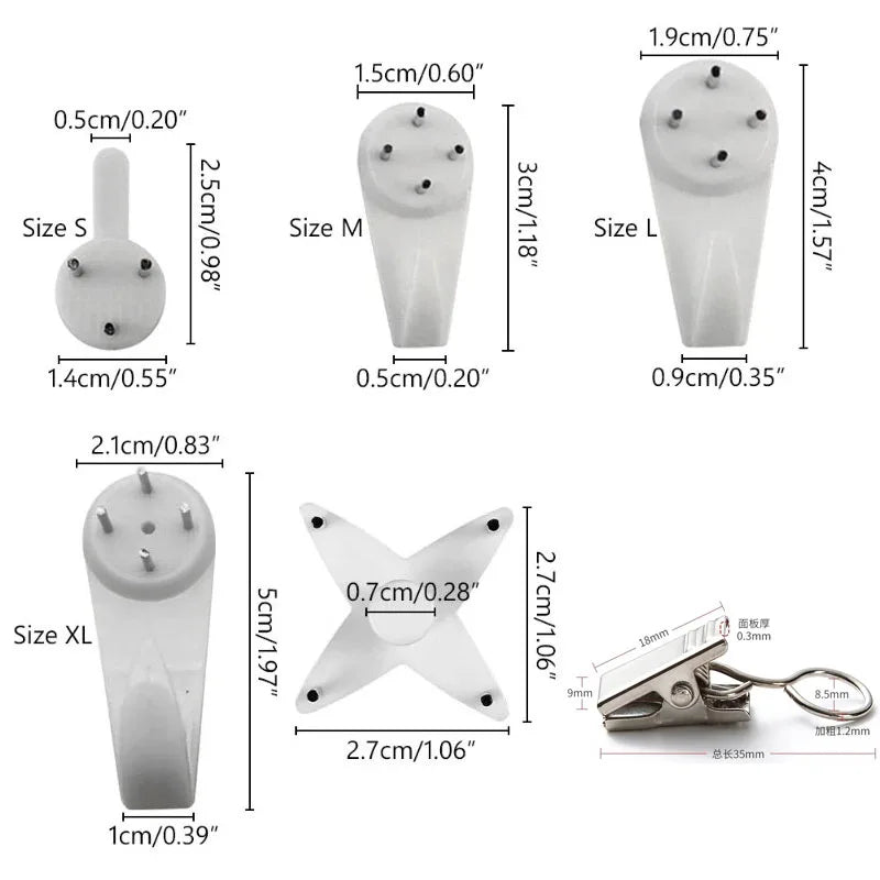 clips fixation mur blanc étoiles rectangles pratiques minimalistes instructions