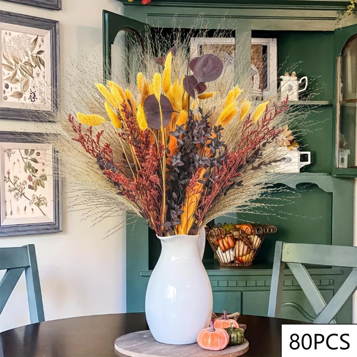 bouquets fleurs séchées boho marron beige orange fluffy décoration maison anniversaire mariage