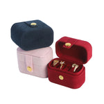 boîtes bijoux velours rose bleu noir rouge classiques boutons pression anneaux portables voyage