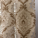 rideau jacquard polyester floral semi opaque classique marron gris clair salon maison