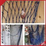 décoration murale filet pêche bleu marine coquillages motifs nautiques rustiques bohèmes éléments marins