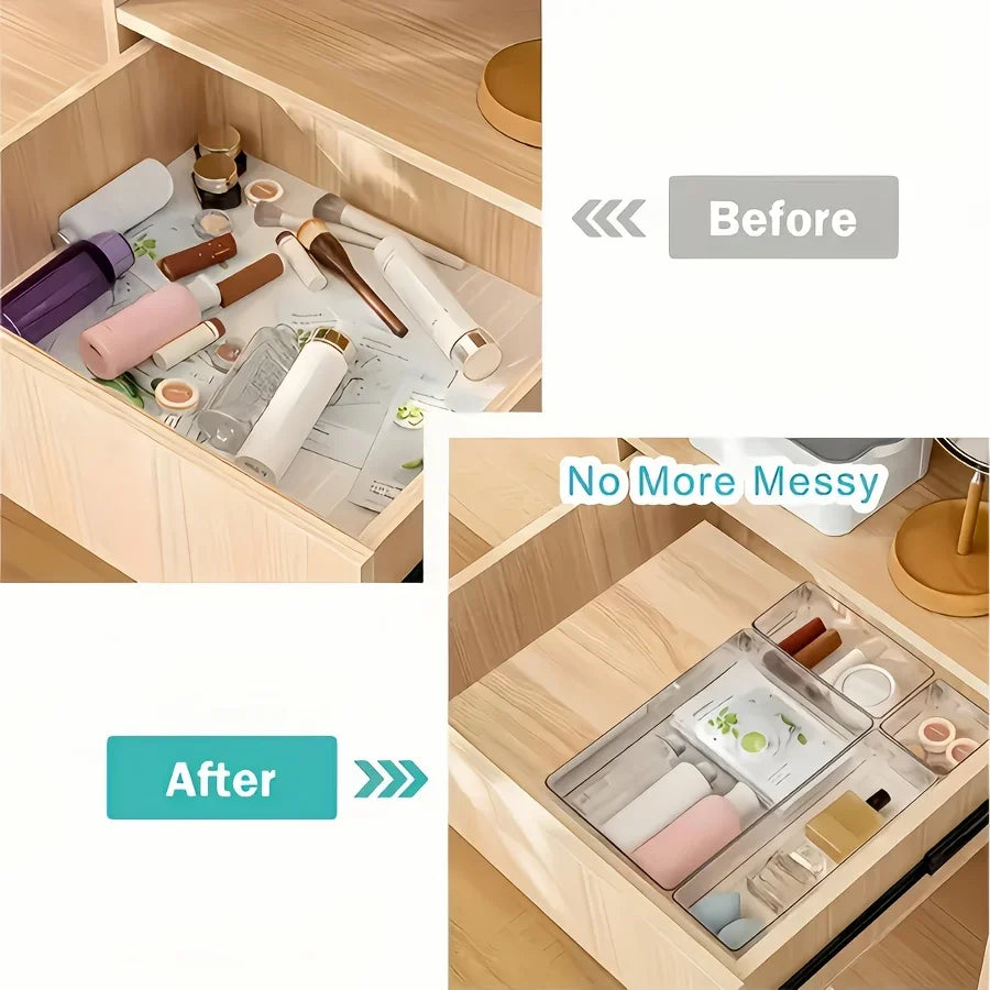 organiseur tiroir transparent compartiments multiples rangement cosmétiques réutilisable moderne sans motif