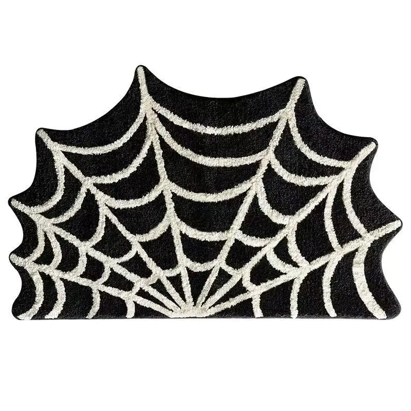 tapis noir blanc toile d'araignée halloween polyester antidérapant absorbant intérieur extérieur