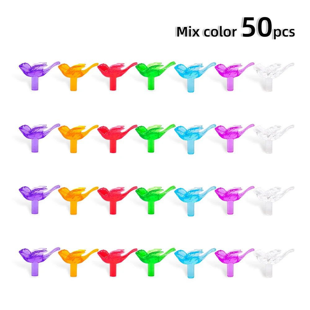 remplacement oiseaux stylisés violet orange vert bleu artisanal 50 pièces translucent decoration festive craft