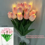 décoration intérieure moderne bouquet tulipes lumineuses orange jaune rose adhésif anniversaire mariage