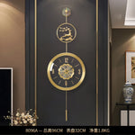 horloge murale moderne or cerf floral chiffres arabes étude salon