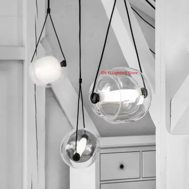 lustre suspendu moderne transparent ampoules led colorées chambre salonhôtel