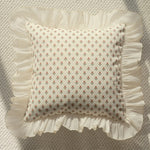 housse coussin polyester imprimé floral vintage romantique beige marron orange pointillé øllets square rectangle