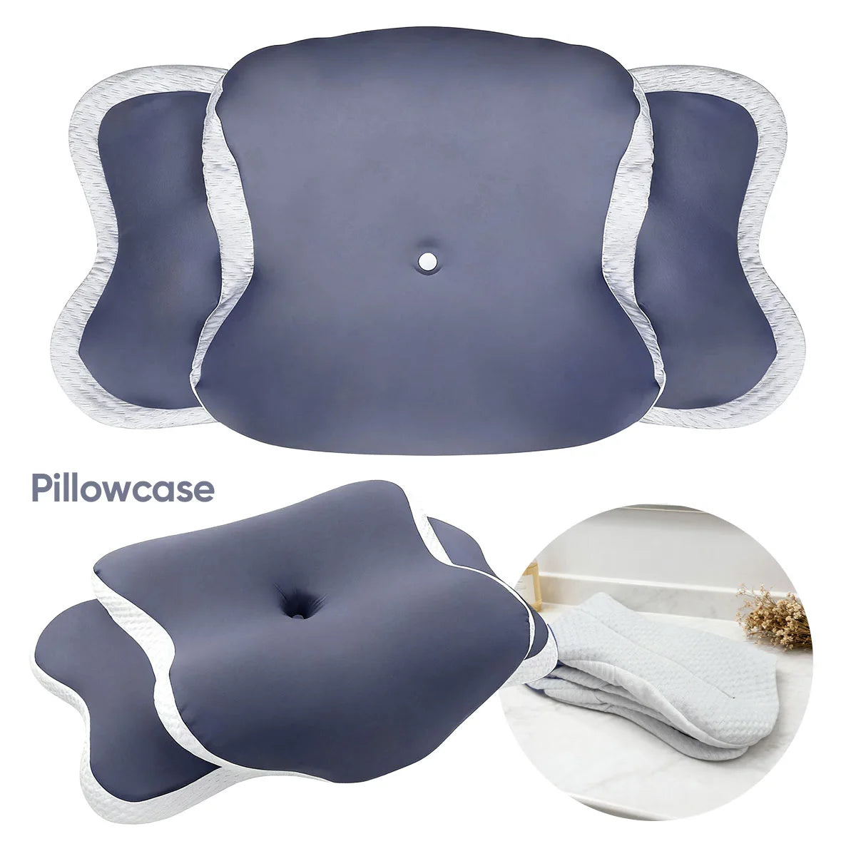 coussin mémoire forme couverture tête lit polyester coton gris doux contour ergo