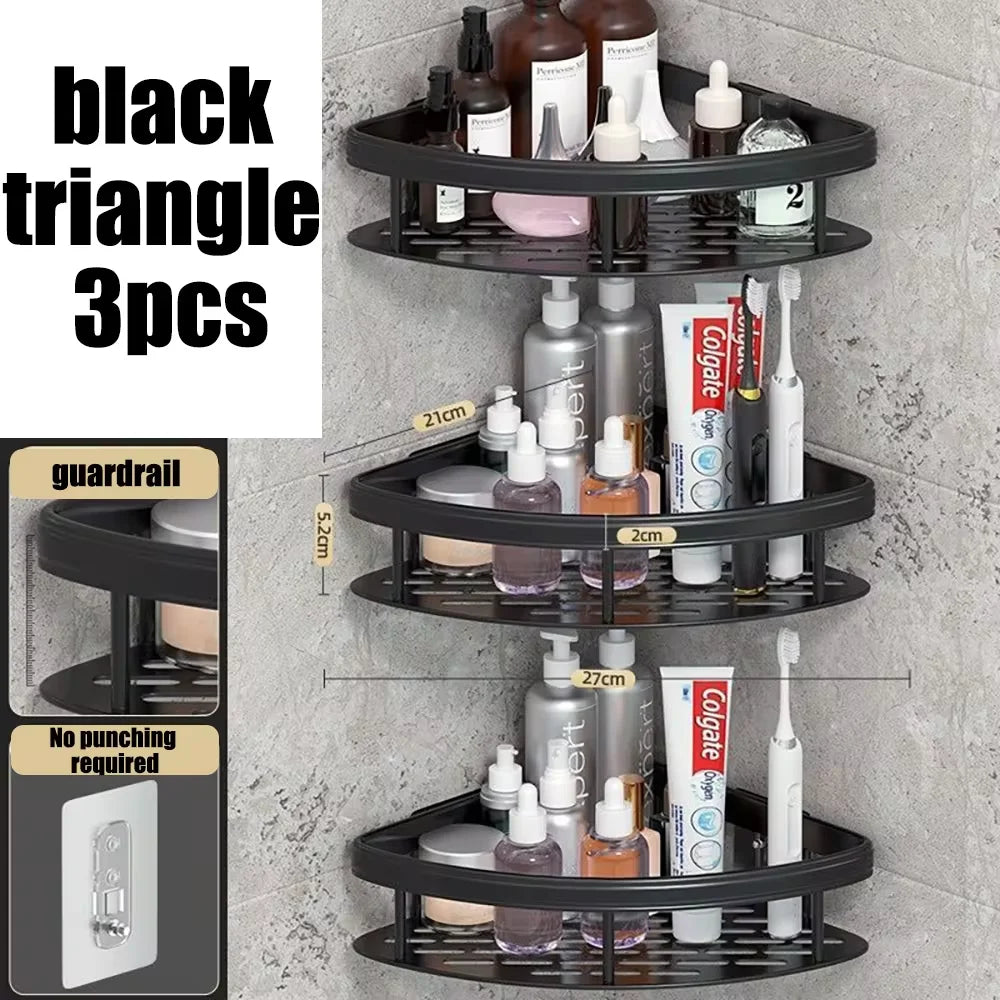 étagères salle bain noir modernes grille perforations murales accessoires toilette suspendues