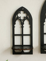 décoration murale étagères gothiques bois modernes motifs géométriques noires