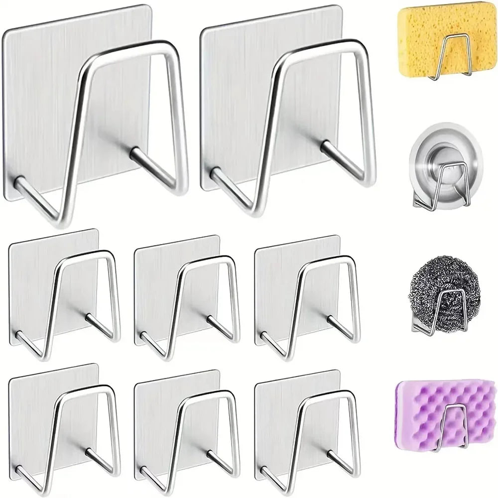 porte savon adhésif acier inoxydable moderne argenté lisse brillant cuisine organisation durable