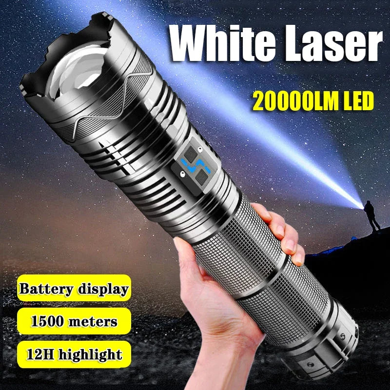 torche led rechargeable noire robuste indicateur batterie ceinture épaule lumiere intense réglable auto défense