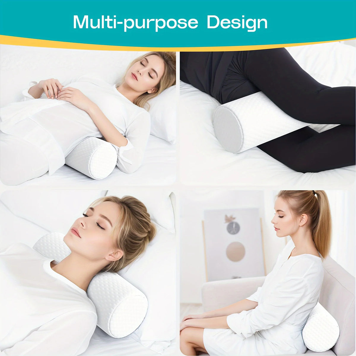 coussin ergonomique blanc mousse mémoire forme conique texture pointillée zip 15x40cm lit massage cervical