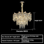 lustre crystal doré moderne élégant led 6000k 4000k 3000k minimaliste haute qualité