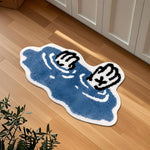 tapis moderne dessin animé mains noires fond bleu doux polyester imperméable antidérapant intérieur maison