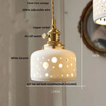 lampe suspendue led blanc doré noyer perforations vintage rustique ampoule e27
