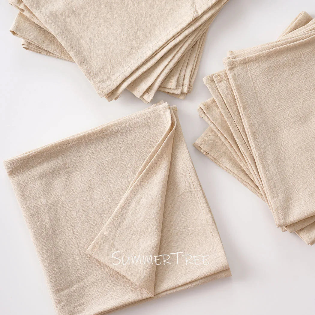 serviettes coton beige clair classiques 40x40cm réutilisables maison mariage party