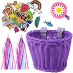 panier vélo tressé osier enfant bleu clair noir rose violet blanc adjustable moderne