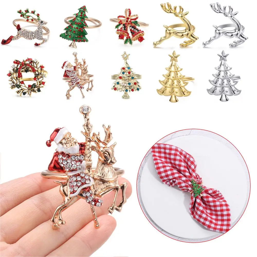 anneaux serviette métal motif noël renne arbre cloche père noël décoratif festive respectueux environnement