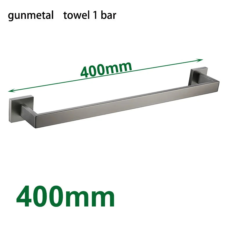ensemble accessoires salle bain acier inoxydable gris moderne porte serviette savon brosse mural