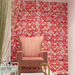 Panneau floral utilisé dans une décoration de baby shower