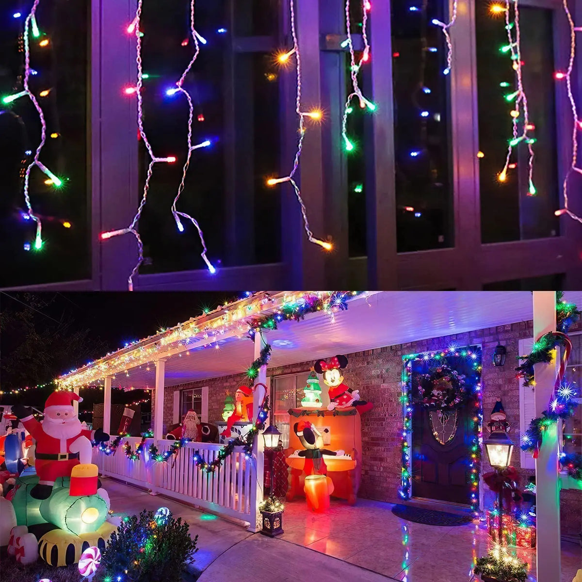 guirlande lumineuse led multicolore moderne clips solaire extérieure 162led 7m