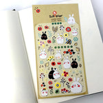 sticker lapin mignon fleurs motifs géométriques scrapbooking diy junk journal blanc noir rose vert