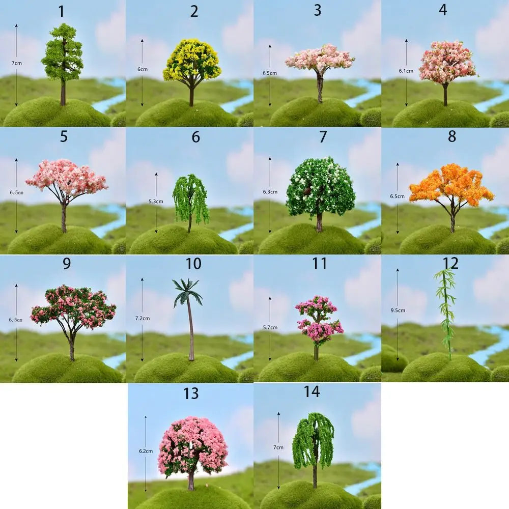 décoration intérieure arbre miniature résine fleurs feuilles rose verte artificiel rural maison
