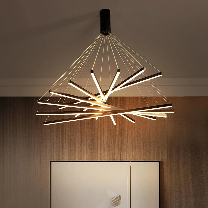 suspension lumineuse moderne noir barres lumineuses scandinave 100w 130w 2000lm led aluminium
