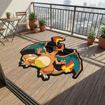 tapis pokémon charizard orange jaune noir bleu vert dessin animé velours salon jeu 80cm