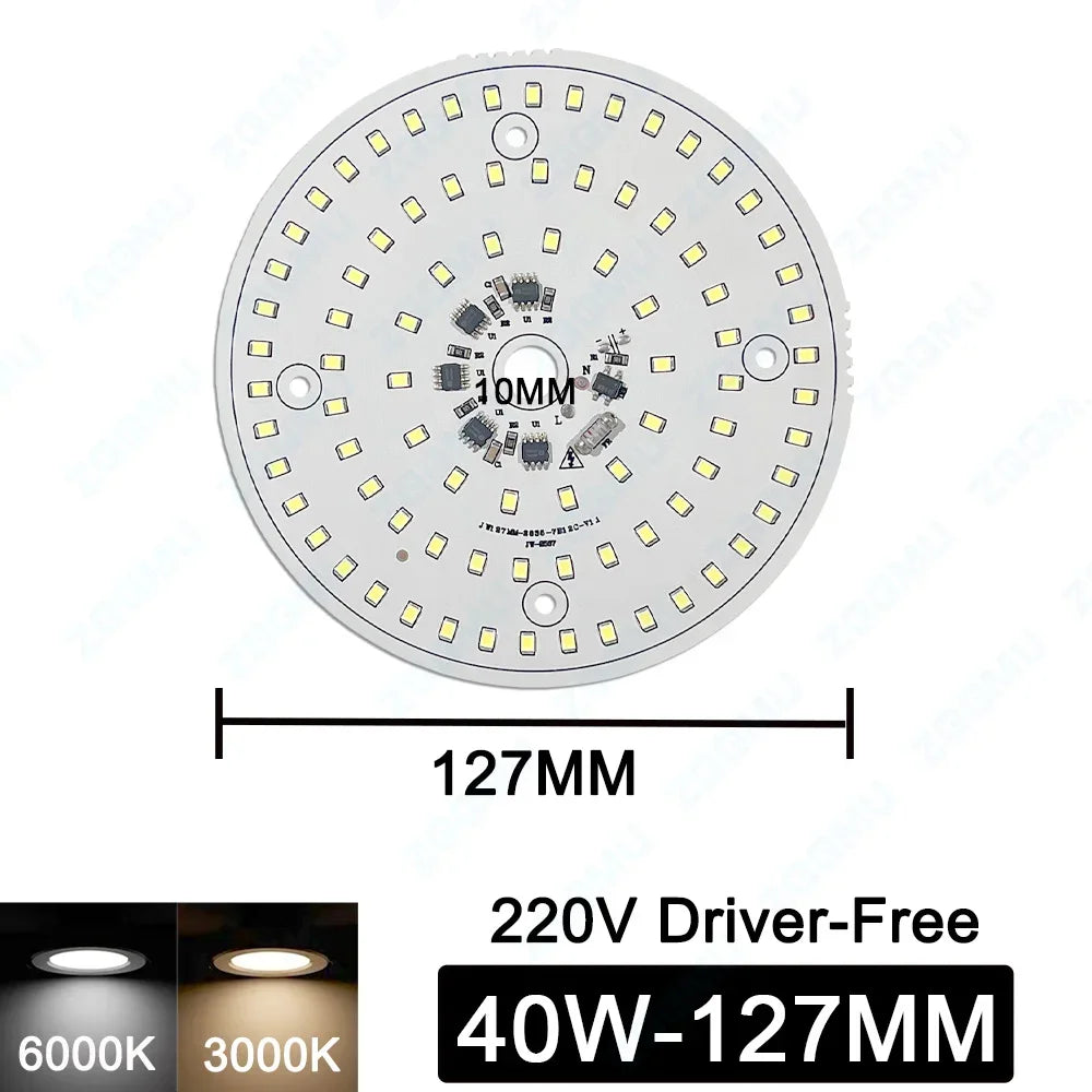 plaque led blanc diodes rondes modernes circuits intégrés connecteurs 105mm 120mm 160mm 198mm 80w