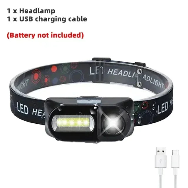 lampe frontale led rechargeable usb noir gris rouge camping cyclisme