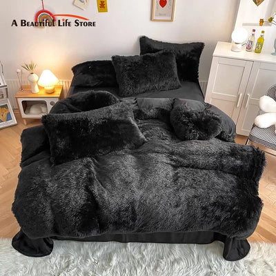 Parure de lit velours vison ivoire