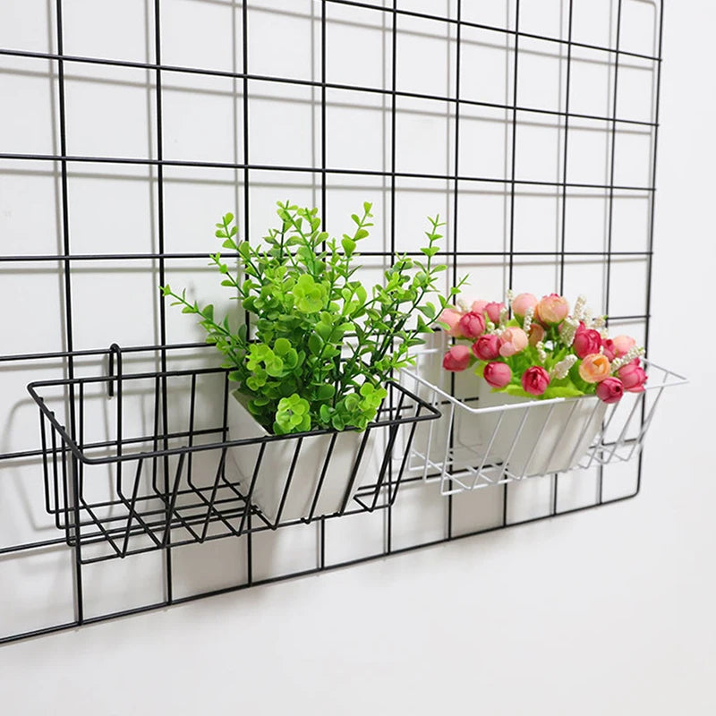 panier mural noir blanc grille métallique moderne minimaliste clips intérieur décoration rangement