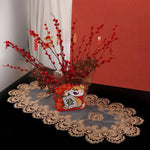 serviette table brodée florale gris clair doré classique réutilisable polyester